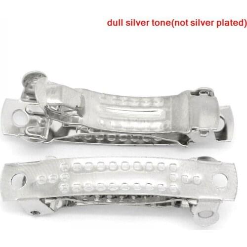 DoreenBeads (50PCs/pack) Retail Silver Color Hair Barrette Clips Findings 3x0.9cm