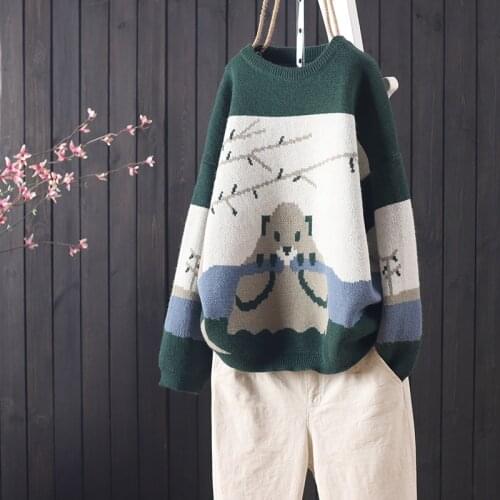 Pullover Women American Vintage Cartoon Print Girls Pullover Autumn Thick Warm Long Sleeve Hoodies Plus Size Loose Women Sweat