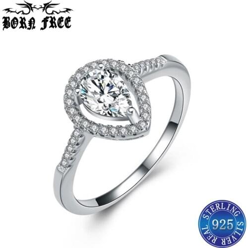 Silver 925 wedding rings for women finger ring water drop set anillos mujer bague fine jewelry joyas de plata 925 ringen joyas