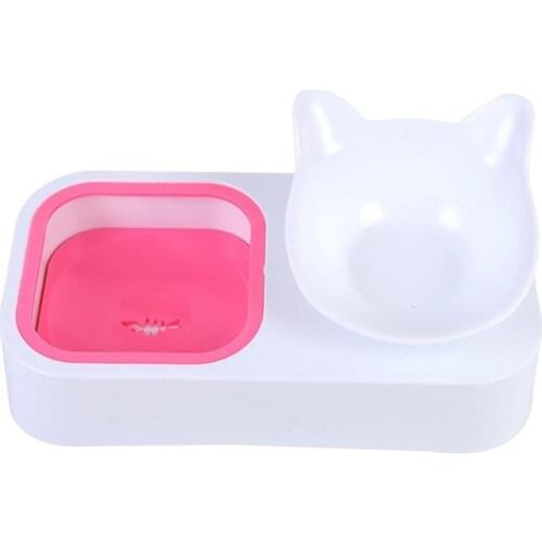 1pc Double Pet Food Water Bowl Plastic Elevated Cat Dog Water Bowl Slow Water Feeder Car Pet Bowl Pet Accessories Pet Supplies