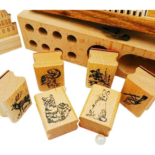 1Pcs/lot Vintage cute forest animal wooden rubber stamps for scrapbooking diary scrapbooking standard stamp