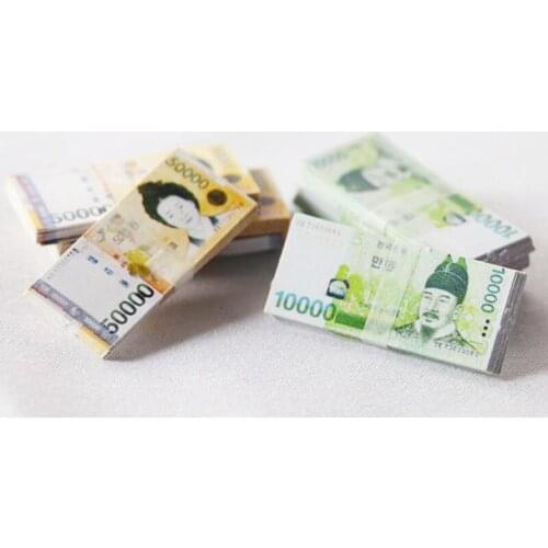 10set/160sheets1:12 Dollhouse Miniature South Korean Won Banknotes Children Toy Doll House Korean Won Simulated Banknotes