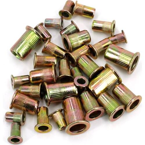 10Pcs/50Pcs/100Pcs Rivet Nut Set M3/4/5/6/8/10/12 Zinc Plated Stainless Steel Flat Head Metric Rivet Nut Kit