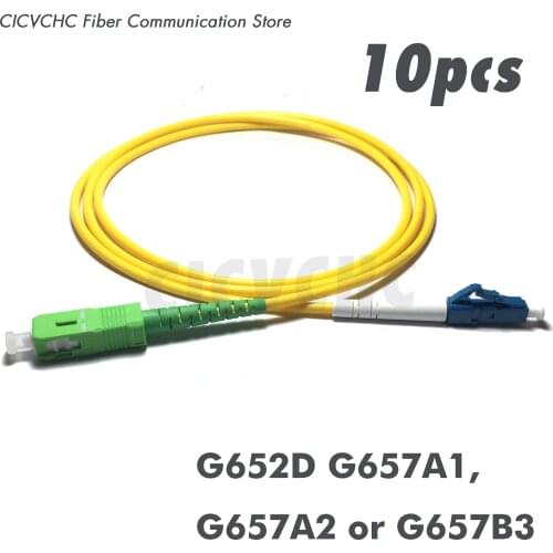 10pcs SC/APC-LC/UPC Fiber Patchcord-Single Mode-G657B3, G657A2, G657A1, G652D-3.0mm Cable / Jumper