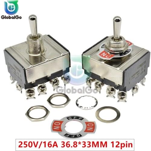 12pin Mini Toggle Switch Single Pole Double Throw SPDT ON-ON ON-OFF-ON Shaking Head Rocker Switches E-TEN(A)12310 12210 36.8*33M