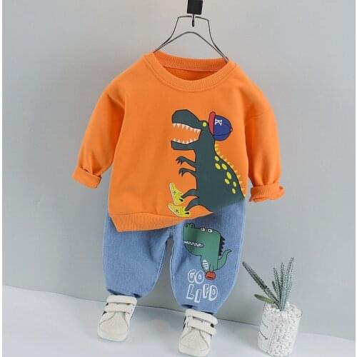 2021 NEW Baby T-shirt Pants 2Pcs Suits Toddler Tracksuits Children Boys Girls Cartoon Dinosaur Clothing Set Kids Clothes Toddler