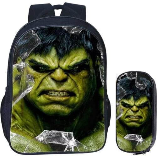 Disney Kids Backpacks 2pcs/ste Hulk Girls Boys Cartoon Children School Bag Primary Cute Zipper Mochila infantil Gift