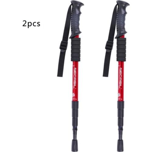2PCS Walking Trekking Pole Non-slip Anti Shock Ultralight Camping Travel Alpinism Pole Adjustable Telescopic Hiking Stick