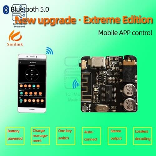3.7-4.2V MicroUSB 5V Bluetooth 5.0 Power Audio Receiver Amplifier Module MP3 DIY Decoder Board APP controller AUX ABT DIY XY-ABT