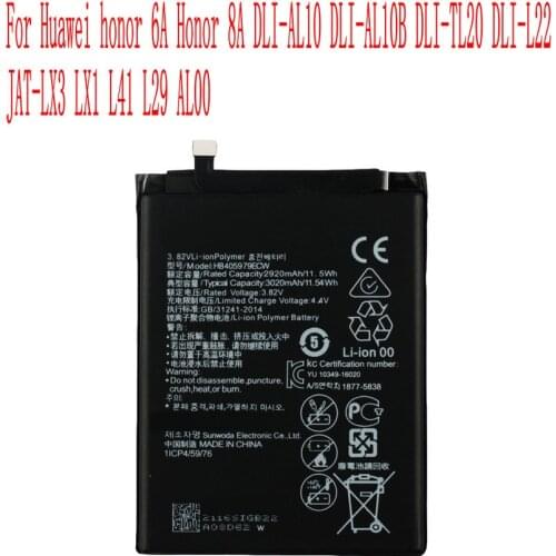 High Quality 3020mAh HB405979E Battery For Huawei honor 6A 8A DLI-AL10 DLI-AL10B DLI-TL20 DLI-L22 JAT-LX3 LX1 L41 Cell Phone