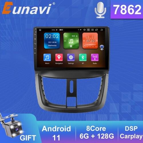 Eunavi 2 Din QLED 4G Android 11 For Peugeot 207 2009 - 2013 car radio 2 din android Auto Multimedia GPS Track Carplay 2din DVD