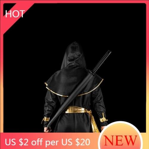 Big Men Straight Umbrella Long Handle Waterproof Sunscreen Umbrella Black Katana Japanese Sunscreen Paraguas Gifts Men AG50YS