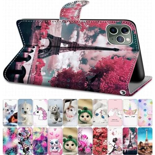 For Case Samsung Galaxy S9 Plus S8 S7 S6 S5 Flip Leather Book Cover Phone Case Cute Box Tiger Wolf Cat Dog Horse Tower DP08F