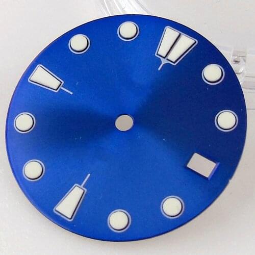 BLIGER Blue 28.5mm Watch Dial fit NH35A Luminous Index Date Window 38 degree Crown