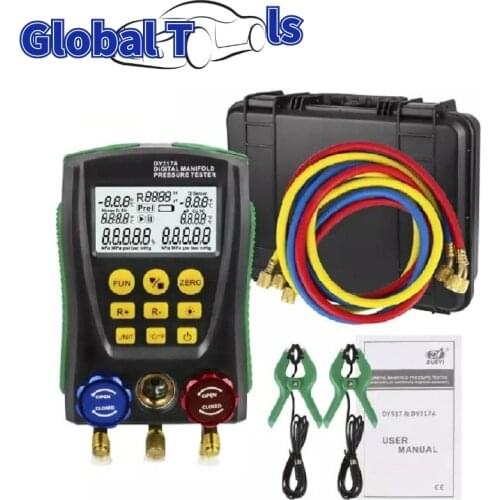 DUOYI DY517A Set Refrigeration Digital Manifold Pressure Gauge DY517A Vacuum Pressure Temperature Meter Testing Air-Conditioner