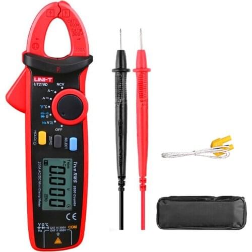 UT210D Digital Clamp Meter Temperature Measurement Auto Range Capacitance Multimeter AC/DC Current Voltage Resistance Meters