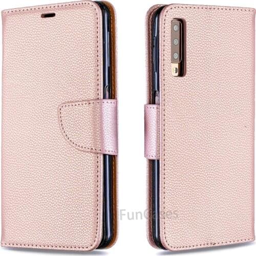 For Samsung Galaxy A7 2018 Leather Case on for Samsung A7 2018 A750 Cover Classic Style Solid Color Flip Wallet Phone Case Coque