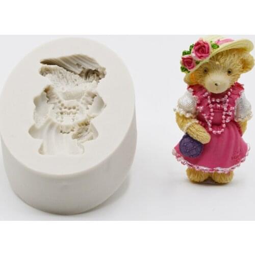 Elegant Lady Bear Shape Cupcake Chocolate Candy Handmade Soap Silicone Mould Fondant Cake Decorating Silicone Mold