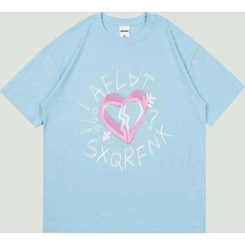 Summer Fashion Hip Hop Oversized Short Sleeve T-shirt Men Love Graffiti Hand-painted Printed Streetwear Harajuku BF Couples Tops