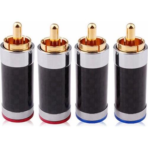 HiFi 4pcs Carbon Fiber gold Plated RCA Plug interconnects Cable RCA Connector