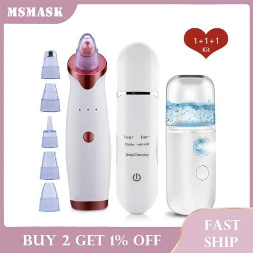 Blackhead Remover Vacuum Pore Cleaner Face Acne Pimple Removal Tool Ultrasonic Skin Scrubber Ion Peeling Shovel Facial Steamer