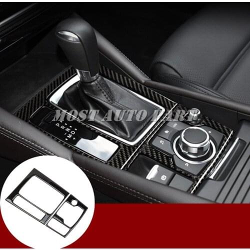 Carbon Fiber Console Gear Shift Box Cover 2pcs For Mazda 3 Mazda3 2017-2019 Car accesories interior Car decoration