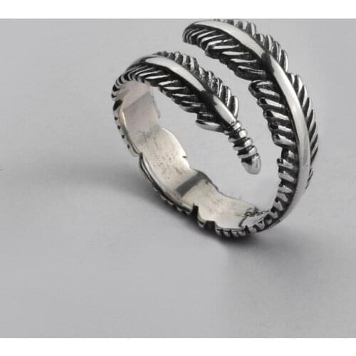 Summer Vintage Feather Rings For Women Boho Geometric Female Finger Rings Party Bohemian Jewelry Korean Gift