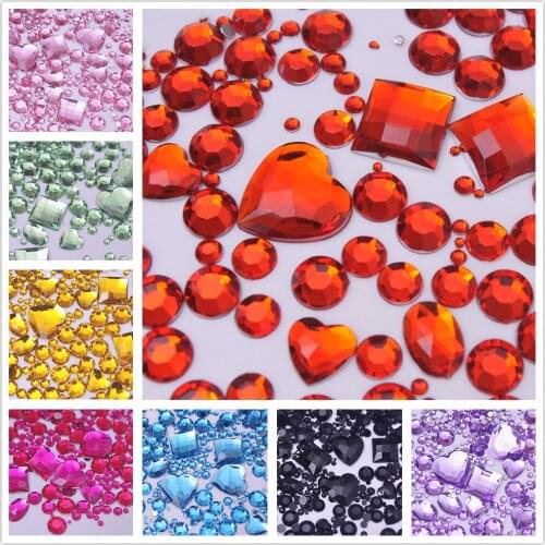 1000pcs Mix Size Rhinestones Glitter Crystal Acrylic Round Flatback Stone For DIY Clothes Nail art Beads 2-10mm