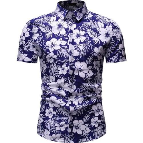 Mens brand new personalized fashion business casual short sleeve printed shirt Hawaiian shirt mens shirts mens dress shirts
