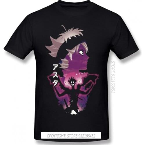 Men Comfort Black Clover Asta Anime T-Shirt Asta Clothes 100% Cotton Tees Harajuku TShirt
