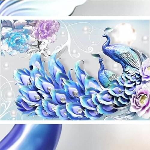 Wallpapers YOUMAN Custom 3D Photo Wall Mural Chinese Peacock Wallpaper Luxury Blue Wall Papers Home Decor Textured Wallpaper Art