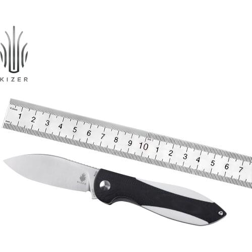 Kizer Hunting Knife Infinity V3579N2 2021 New Black & White G10 Handle with N690 Steel Blade Knife with Front Flipper Opening