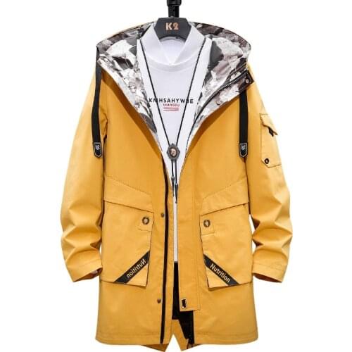 Autumn Spring Camo Patchwork Trench Long Basic Jacket Coat Men Windbreaker Mens Jackets Coats Man Clothes Pockets Plus Size 4XL
