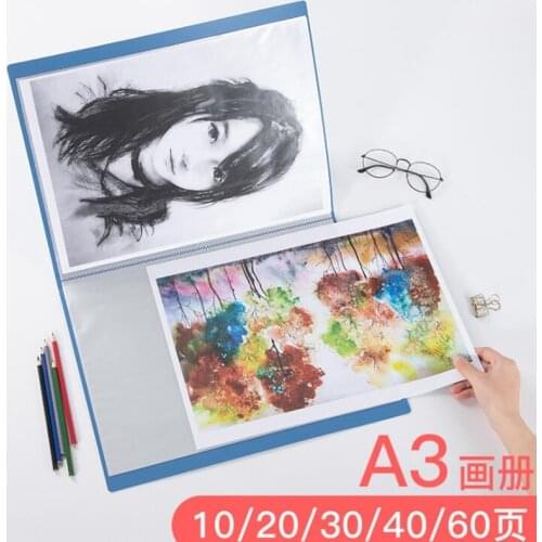 A3 Display Book 8K Transparent Insert Folder Drawing Album Art Sketch Documents File Bag Folder