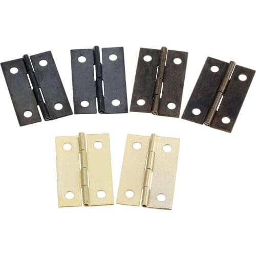 10pcs Hinges 4 Holes Black/Antique bronze/Gold Right Angle 35*21mm Retro Decor Furniture Chest Wooden Jewelry Box + 40 screws