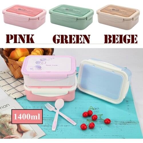PP Lunch Box For Kids 2 or 1 Pcs Container Microwave Leakproof Food Fruit Storage Bento Box With Spoon And Fork New