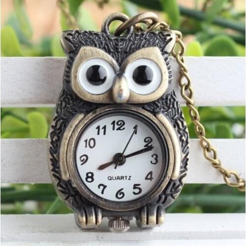 Practical Keychain Clock necklace Owl Shape Children watches