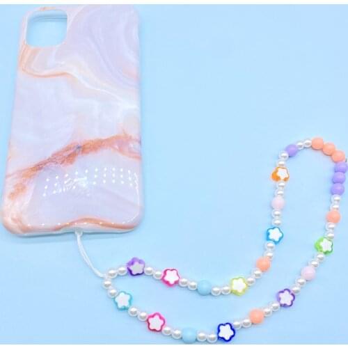 Colorful Flower Bead Key Chain Ropes Sling Lanyard Neck Strap Tassel Mobile Phone Wrist Strap Rope