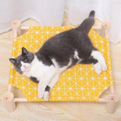 Detachable Wooden Cat Hammock Bed Pet House For Dog Puppy Lazy Mat Cushion Lounger For Cat Kitten Cottages Pet Sleeping Supplies
