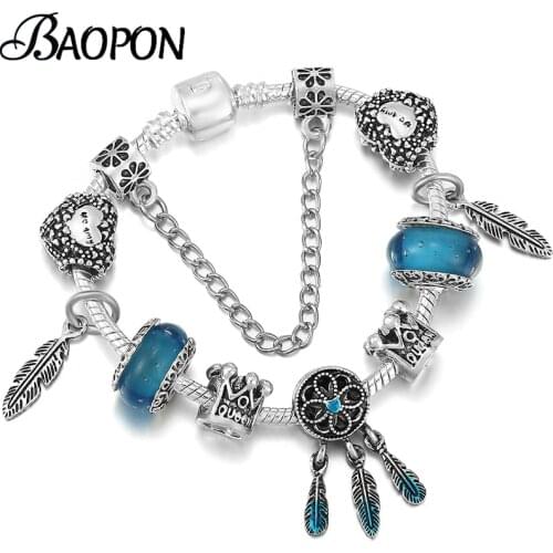 Special Offer 2021 Trend Dreamcatcher Pendant Womens Charm Bracelet With Silver Color Beads Bracelets For Women Jewelry Gift