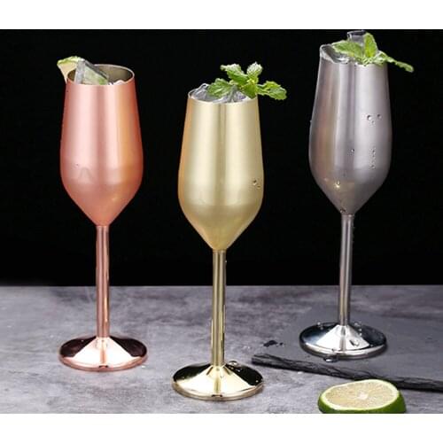 220ml Stainless Steel Goblet Champagne Cup Wine Glass Cocktail Metal Drinking Cups Party Supplies for Bar Restaurant Decor