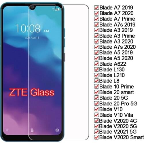 5PCS Glass For ZTE Blade A7 A7s A3 A5 A622 Prime 2019 2020 Cover On ZTE Blade L210 L8 L130 V10 V2020 V2021 10 20 Smart Pro Glas