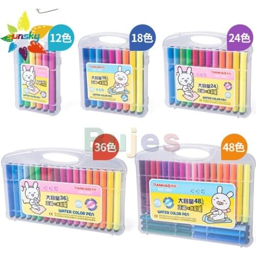 TIANHAO 12/18/24/36/48 color Single head Triangular pen holder Water soluble oil soft head watercolor pen practical and safe