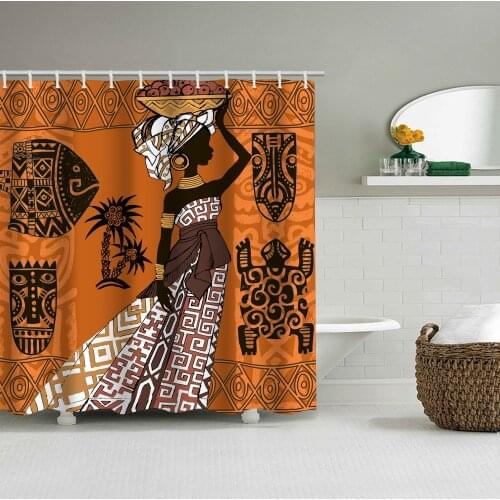 Working Women Shower Curtain Polyester Waterproof Bathroom Curtain Printing Moldproof Material Free Hook