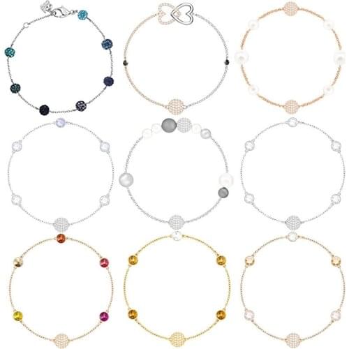 High Quality Swa Original Hybrid Magnetic Ball Bead Bracelet Two Color Invisible Magnetic Buckle Crystal Bracelet Jewelry