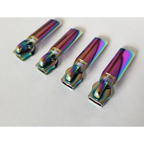4 Pc /set Zipper Pull Pulls Slider Replacement Open End Stone Zippers Head Dazzling Multi-color Iridescent Purple