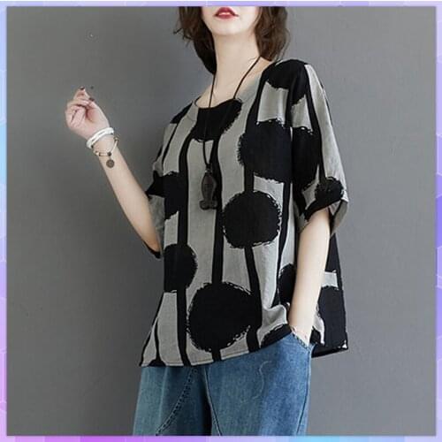 Dots Print Oversized T-shirt Women Tee Shirt Plus Size Summer Pullover Ladies Female Short Sleeve Tops Blusas Mujer De Moda
