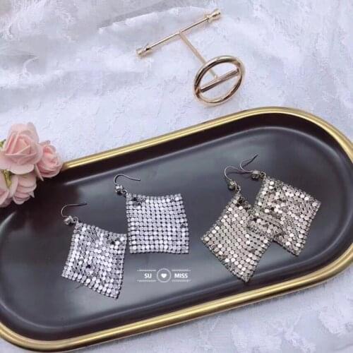 Free Ship New Statement Jewelry Brand Sequin Tassel Long Drop Earring For Women Coffee Gold Sliver Color Dangle Earrings Bijoux