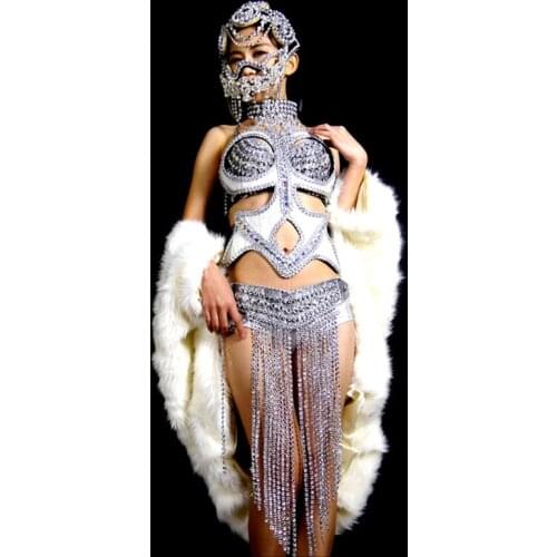 Women Costume Ballroom Catwalk Shows Carnival Sexy Lady Evening Dress Bra Suit Cabaret Singer DJ Stage Performance Dance Clothes