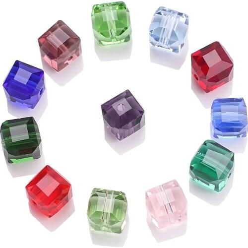 10mm Faceted Cube Glass Beads For Jewelry Making Bulk Square Crystal Beads For Bracelets DIY Crafts Charms Accessories 20pcs